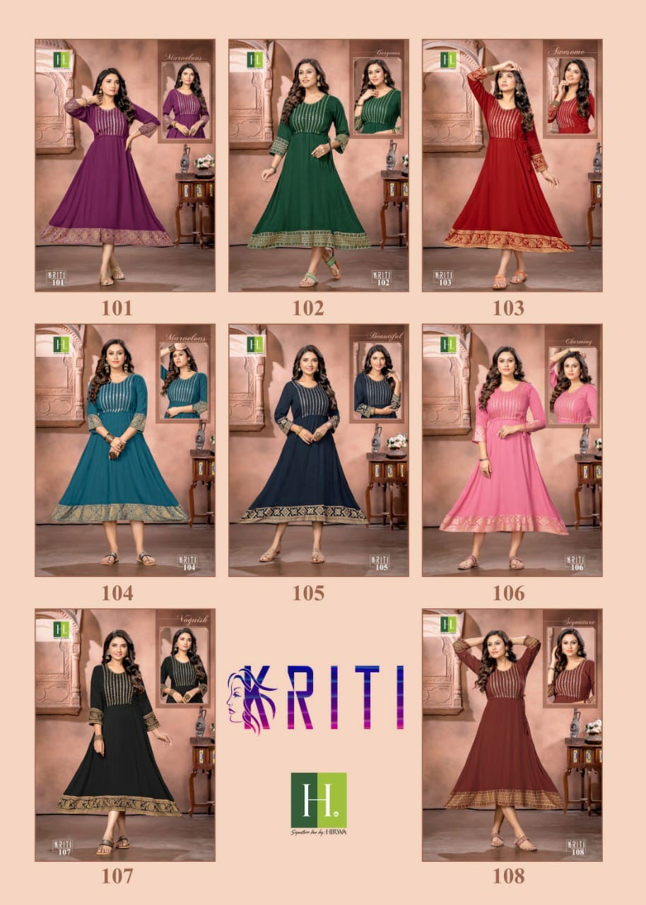 Hirwa Kriti Fancy Ethnic Wear Wholesale Anarkali Kurtis
